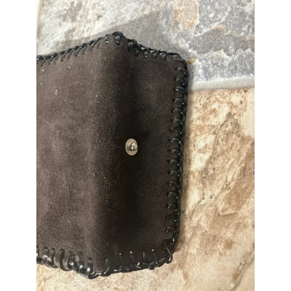Handmade‎ Dark Brown Suede Leather Key Holder Organizer Wallet Snap Closure